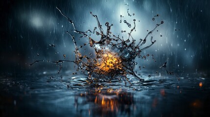 Aufkleber - Dynamic water splash creating ethereal patterns urban environment photography surreal atmosphere close-up viewpoint