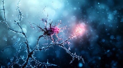 Leinwandbilder - Intricate neuronal activity and disintegration abstract environment science visualization cold aesthetic perspective