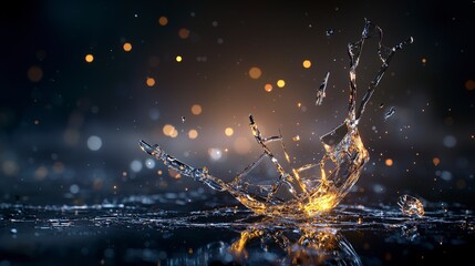 Aufkleber - Artistic close-up of dynamic glass cracks with glimmering light patterns in a creative studio photography environment