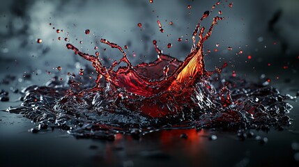Poster - Dynamic liquid splashes merging with shadows dark studio setting abstract photography artistic composition