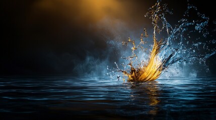 Poster - Dynamic water splash serene lake visual art ethereal atmosphere close-up nature's beauty unleashed