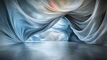 Aufkleber - Dynamic wavy lines intersecting surreal space gallery abstract art aesthetic environment artistic perspective
