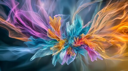 Poster - Ethereal pulsating patterns abstract art digital creation colorful environment aesthetic viewpoint