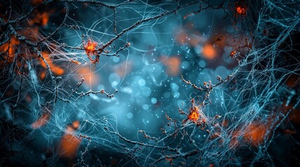 Aufkleber - Digital abstract art threaded light patterns in a mystical environment with vast minima close-up visualization