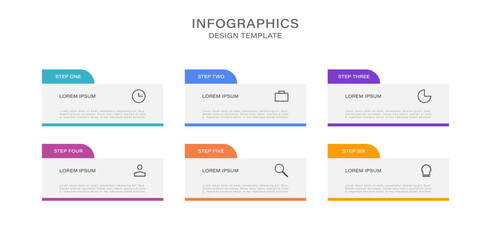Poster - infographic concept for slide presentation with 6 point list and big box horizontal