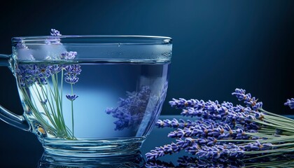 A Glass of Lavender Tea with Fresh Lavender Sprigs