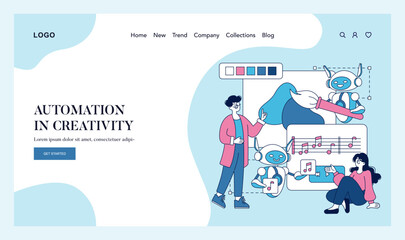 Poster - automation in creativity. flat vector illustration