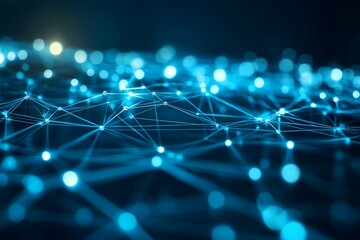 Poster - Abstract Blue Network Connections Digital Data Flow