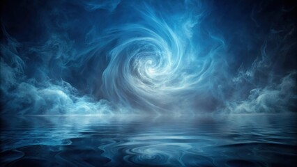 Wall Mural - Mystical swirling nebula above a tranquil, reflective water surface, a serene cosmic dreamscape