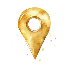 Poster - Golden Watercolor Map Location Pointer Icon