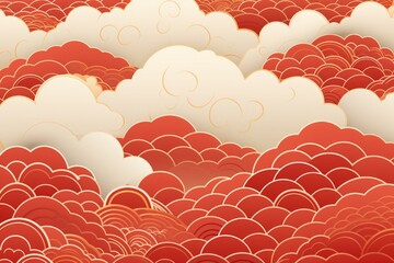 Poster - intricate red and gold chinese cloud pattern creates a beautiful, abstract background, ideal for var