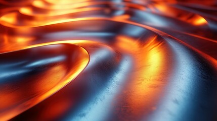 Poster - Abstract Metal Surface with Orange and Blue Hues