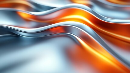 Poster - Abstract Silver and Orange Wave Design