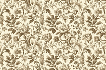 Poster - Floral Toile Tapestry Pattern. Vintage botanical wallpaper pattern. Background image. Created with Generative AI technology