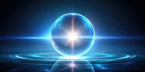 Wall Mural - Luminous Orb Encapsulating Celestial Radiance, Resting on a Serene, Glowing Aqueous Surface