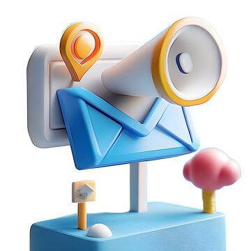 Email marketing 3d cartoon style illustration