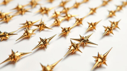 Poster - Golden spikes scattered on white background
