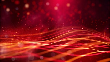 Poster - Abstract luxury red background with wave and particle. Modern abstract banner for elegant presentation, festive backdrop, premium design, or stylish digital graphics in vibrant red tones