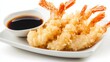 © Fidel - A plate of crispy tempura shrimp served with a side of soy dipping sauce, Each shrimp perfectly battered and fried to golden-brown perfection