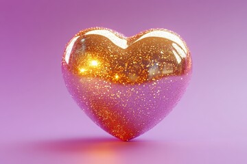 Aufkleber - Glittering heart-shaped decoration with a shimmering finish against a soft purple background