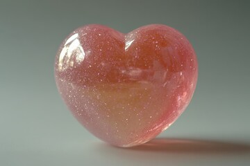 Poster - Heart-shaped sparkling resin object with a gradient effect in soft lighting