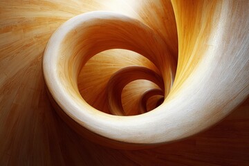 Aufkleber - Swirling wooden spiral creates a mesmerizing visual effect in a well-lit space