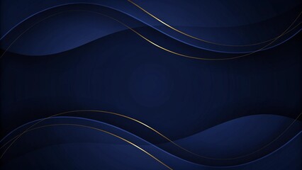 Poster - Banner web template abstract blue and golden wave curved lines overlapping layer design on dark blue background, luxury style, elegant layout, premium curve flow, modern digital backdrop