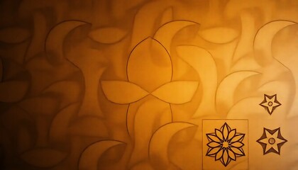 Poster - Abstract Golden Wall Design With Floral And Star Motifs