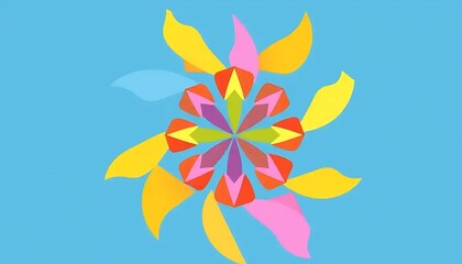 Poster - Abstract Colorful Floral Design Rotating Symmetrically