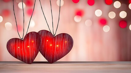 Aufkleber - Vibrant heart shaped LED lights in multiple colors glowing brightly creating a warm romantic and festive atmosphere on a dark gradient background
