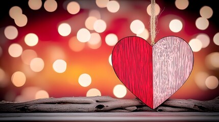 Aufkleber - Vibrant glowing heart shaped LED lights in multiple colors creating a romantic and festive atmosphere on a dark gradient background with a blurred bokeh effect