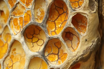 Poster - Intricate details of a honeycomb structure showing vibrant colors and natural patterns