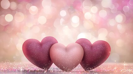 Aufkleber - Radiant and Colorful LED Hearts Forming a Festive Valentine s Day Scene with Glowing Light Effects on a Textured Background