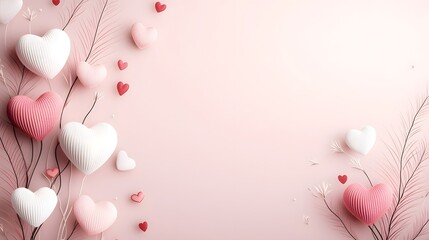 Aufkleber - Vibrant heart shaped tree with delicate branches filled with red and pink leaves set against a soft pink background with plenty of copy space for text or design elements