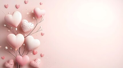 Poster - Romantic heart shaped tree with lush foliage in vivid shades of pink surrounded by a soft gradient backdrop with blank copy space for text or design overlay  This image evokes a sense of love beauty