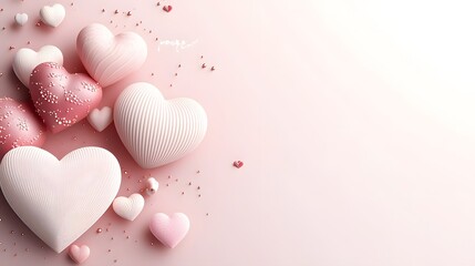 Poster - Elegant and romantic background featuring soft glowing hearts in pink and red tones layered on a dreamy gradient backdrop creating a charming and captivating Valentine s Day atmosphere