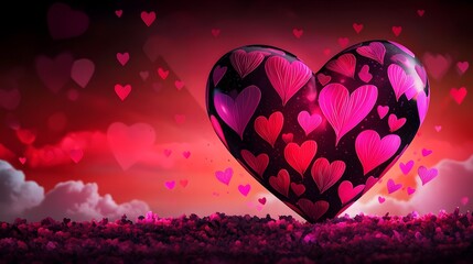 Aufkleber - Ethereal Floating Heart in Dreamy Cloudscape with Warm Tones   Romantic Valentine Themed Setting with Soft Serene and Luminous Atmosphere