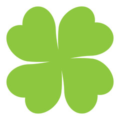 Wall Mural - Four-leaf clover silhouette symbol icon shape, vector illustration of green four leaf cloverleaf, isolated on white