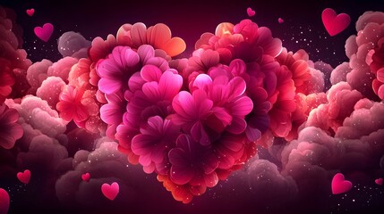Aufkleber - Ethereal heart shaped design with vibrant colors floating gracefully in a soft cloudscape surrounded by warm pastel light  This digital artwork captures a dreamlike