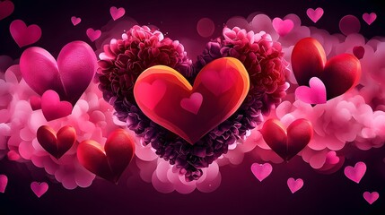 Aufkleber - Ethereal heart shaped design with vibrant colors floating gracefully in a soft cloudscape surrounded by warm pastel light creating a romantic and sentimental atmosphere