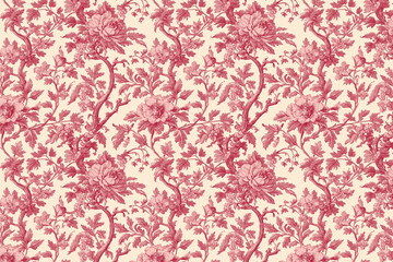 Poster - Floral Toile Tapestry Pattern. Vintage botanical wallpaper pattern. Background image. Created with Generative AI technology