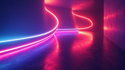 Poster - Glowing neon scribbles dance across a shadowy environment, weaving together vibrant blues and pinks to craft an enchanting atmosphere that invites exploration and creativity