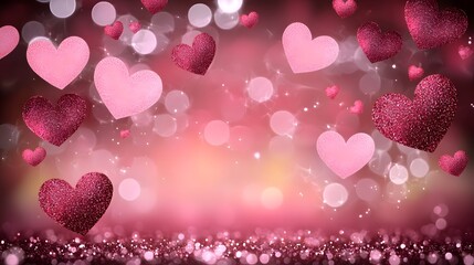 Aufkleber - Bright and joyful Valentine s Day background featuring bold red and hot pink hearts arranged in a radiant gradient of pink and yellow hues creating an eye catching and visually stunning design