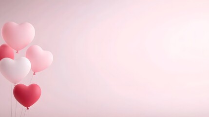 Aufkleber - Stunning 3D rendering of pink and white heart shaped balloons gracefully floating against a soft pastel pink background   perfect for Valentine s Day wedding anniversary