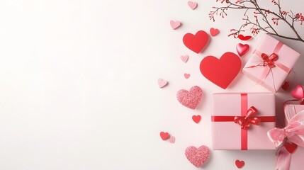 Poster - Beautifully crafted pink gift background featuring an array of heart shaped floral elements and captivating love imagery