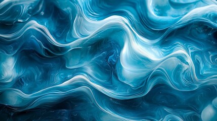 Poster - Vibrant shades of blue swirl together to create a mesmerizing abstract water surface. The flowing movement captures the essence of tranquility and fluidity in an artistic display