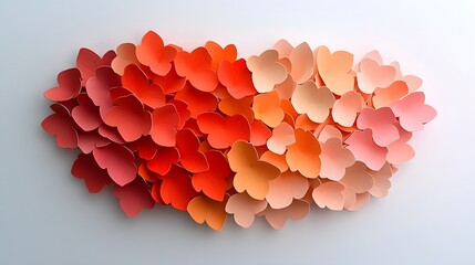 Fototapete - Vibrant 3D Hearts in Fiery Red and Pink Gradient Background  Bold dynamic arrangement of 3D heart shapes in a saturated gradient of warm colors creating an elegant romantic and contemporary design