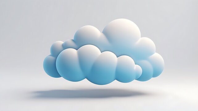 Minimal cartoon cloud icon with a smooth surface, isolated on a white background, 3D rendering.