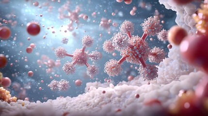 Poster - A quantum level depicting the hydrogen bonding interactions within biological molecules showcasing the complex atomic and molecular structures involved