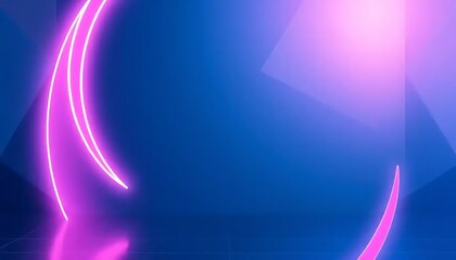 Poster - Abstract Neon Pink Lines on Blue Background
